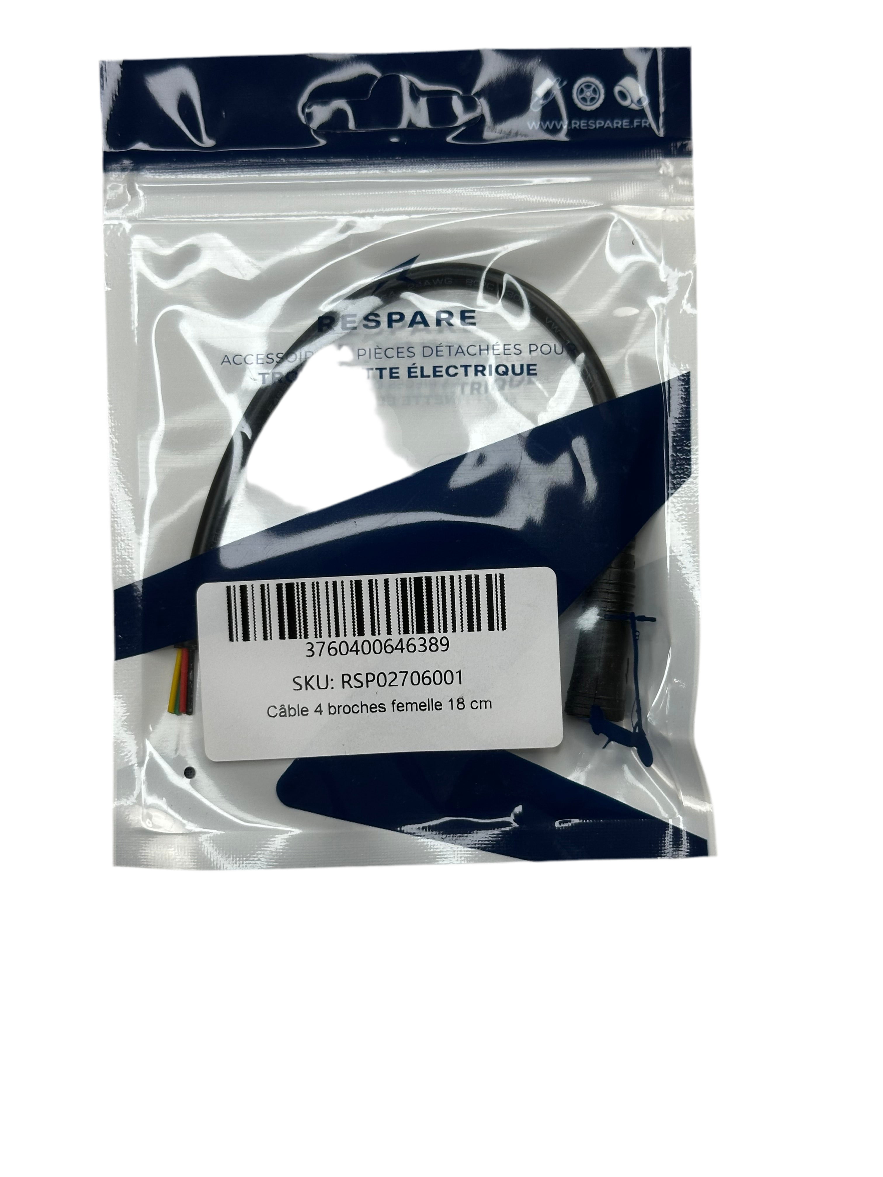 Câble 4 broches femelle 18 cm