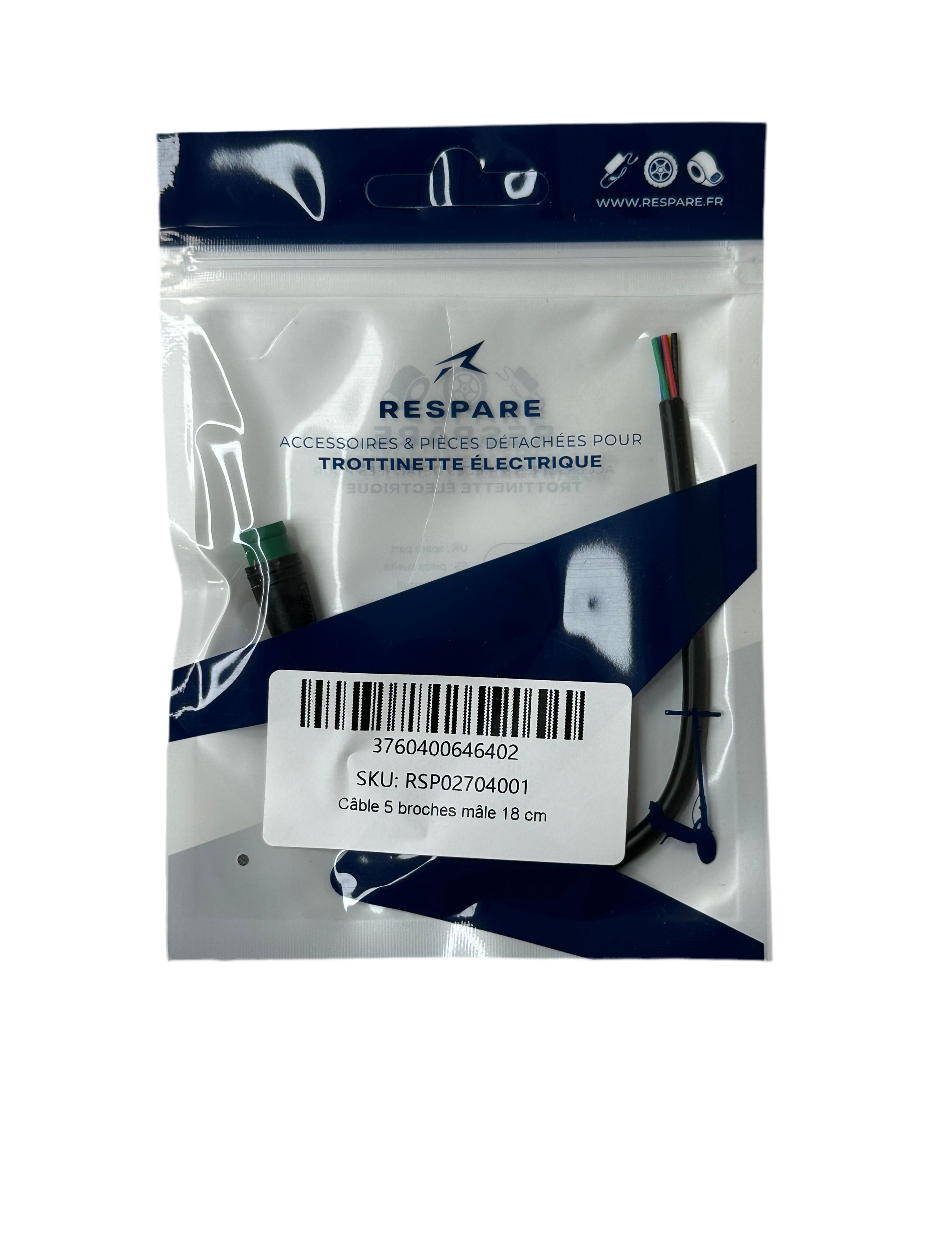 Câble 5 broches mâle 18 cm